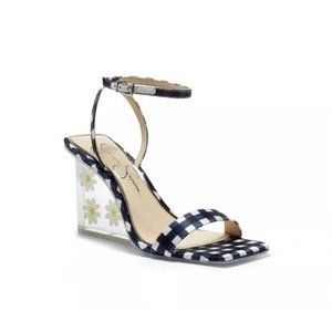 Jessica Simpson Aysie Daisy Wedge Clear Sandals Size 7.5M